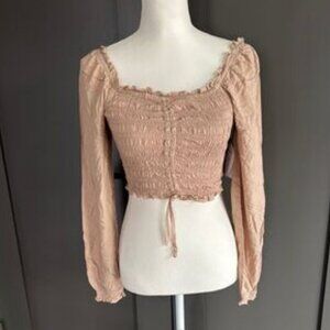 Japna Smocked Peasant Crop Top